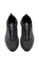 Erkek Yeşil Bağcıklı Nubuk Deri Sneaker | Derimod Erkek Yeşil Bağcıklı Nubuk Deri Sneaker | Derimod