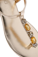 Women's Gold Stone Flip-Flop Sandals | Derimod Women's Gold Stone Flip-Flop Sandals | Derimod