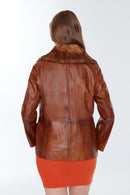 Samantha Women's Camel Leather Coat | Derimod Samantha Women's Camel Leather Coat | Derimod