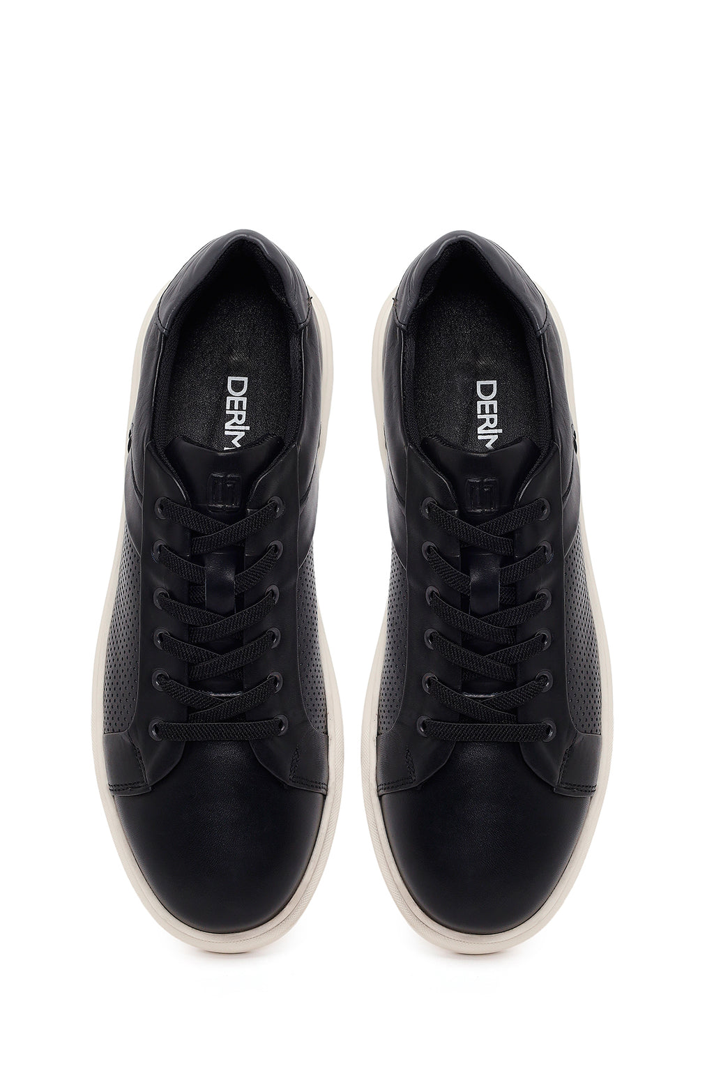 Erkek Siyah Bağcıklı Deri Sneaker