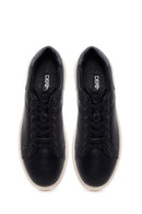 Erkek Siyah Bağcıklı Deri Sneaker | Derimod Erkek Siyah Bağcıklı Deri Sneaker | Derimod