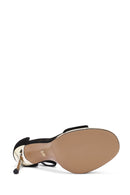 Women's Black Ankle Strap Thin High Heel Suede Leather Shoes | Derimod Women's Black Ankle Strap Thin High Heel Suede Leather Shoes | Derimod