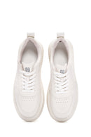 Men's White Lace-up Thick-Sole Leather Sneaker | Derimod Men's White Lace-up Thick-Sole Leather Sneaker | Derimod