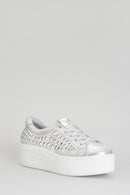 Kalın Gümüş Baskılı Tabanlı Kadın Sneaker | Derimod Kalın Gümüş Baskılı Tabanlı Kadın Sneaker | Derimod