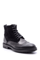 Men's Suede Detailed Leather Boots | Derimod Men's Suede Detailed Leather Boots | Derimod