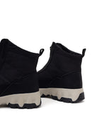 Woman Black Zip Closure Thick-Soled Fabric Boots | Derimod Woman Black Zip Closure Thick-Soled Fabric Boots | Derimod