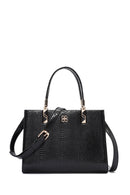 Women's Black Long Strap Printed Shoulder Bag | Derimod Women's Black Long Strap Printed Shoulder Bag | Derimod