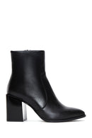 Women's Black Leather Heeled Classic Boots | Derimod Women's Black Leather Heeled Classic Boots | Derimod