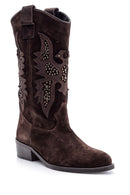 Women's Suede Leather Cowboy Boots | Derimod Women's Suede Leather Cowboy Boots | Derimod