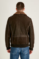 Air Force Erkek Kahverengi Yakası Kürklü Armalı Nubuk Deri Pilot Mont | Derimod Air Force Erkek Kahverengi Yakası Kürklü Armalı Nubuk Deri Pilot Mont | Derimod