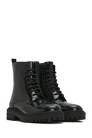 Women's Black Zippered Leather Boots | Derimod Women's Black Zippered Leather Boots | Derimod