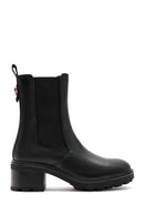 Kadın Siyah Kalın Topuklu Deri Chelsea Bot | Derimod Kadın Siyah Kalın Topuklu Deri Chelsea Bot | Derimod