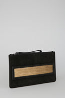 Black-Gold Women's Leather Portfolio | Derimod Black-Gold Women's Leather Portfolio | Derimod