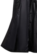 Betina Women's Black Shirt Collar Leather Overcoat | Derimod Betina Women's Black Shirt Collar Leather Overcoat | Derimod