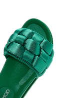 Women's Green Thick-Soled Knitted Patterned Slippers | Derimod Women's Green Thick-Soled Knitted Patterned Slippers | Derimod
