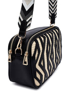 Women's Black Long Strap Patterned Crossbody Bag | Derimod Women's Black Long Strap Patterned Crossbody Bag | Derimod