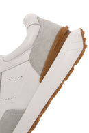 Men's White Lace-up Thick-Sole Leather Casual Sneaker | Derimod Men's White Lace-up Thick-Sole Leather Casual Sneaker | Derimod