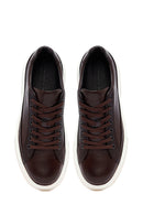 Men's Brown Lace-Up Thick-Soled Leather Sneakers | Derimod Men's Brown Lace-Up Thick-Soled Leather Sneakers | Derimod