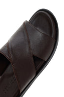 Men's Brown Leather Slippers | Derimod Men's Brown Leather Slippers | Derimod