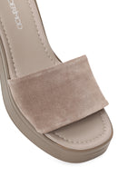 Woman Mink Thick-Soled Suede Slipper | Derimod Woman Mink Thick-Soled Suede Slipper | Derimod