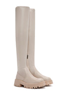 Women's Beige Laptop Thick Soled Zippered Casual Boots | Derimod Women's Beige Laptop Thick Soled Zippered Casual Boots | Derimod