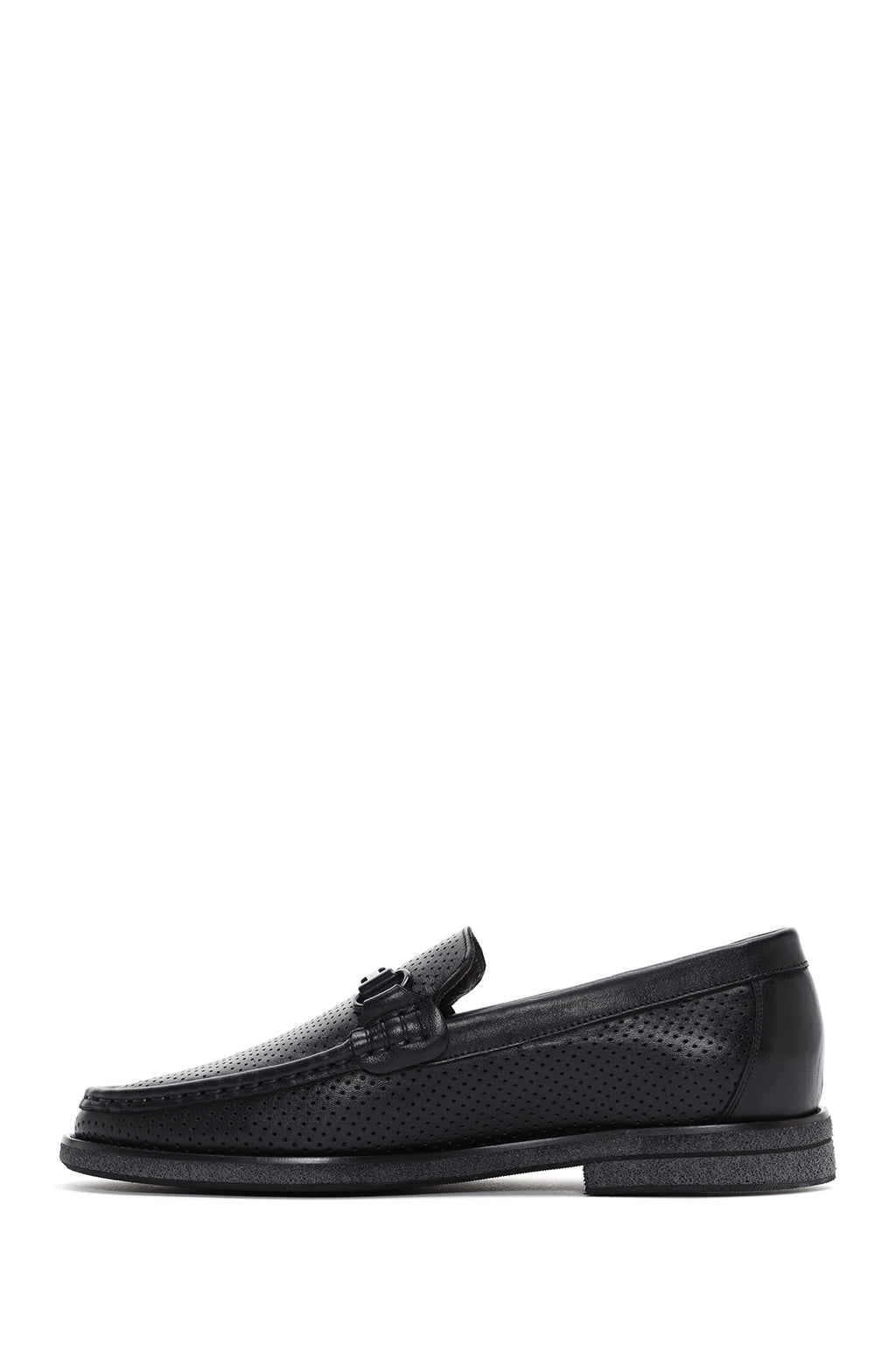 Erkek Siyah Deri Baskılı Loafer