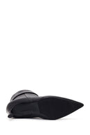 Woman Black Thin High-Heeled Leather Boots | Derimod Woman Black Thin High-Heeled Leather Boots | Derimod