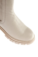 Women's Cream Chunky Heel Leather Chelsea Boots | Derimod Women's Cream Chunky Heel Leather Chelsea Boots | Derimod