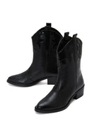 Women's Black Heeled Cowboy Boots | Derimod Women's Black Heeled Cowboy Boots | Derimod