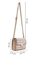 Women's Beige Long Strap Fabric Monogram Patterned Crossbody Bag | Derimod Women's Beige Long Strap Fabric Monogram Patterned Crossbody Bag | Derimod
