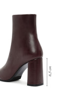 Kadın Bordo Fermuarlı Kalın Yüksek Topuklu Deri Bot | Derimod Kadın Bordo Fermuarlı Kalın Yüksek Topuklu Deri Bot | Derimod