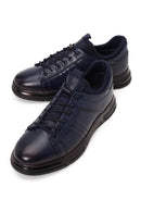 Erkek Lacivert Bağcıklı Deri Sneaker | Derimod Erkek Lacivert Bağcıklı Deri Sneaker | Derimod