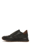 Men's Green Lace-Up Leather Casual Sneakers | Derimod Men's Green Lace-Up Leather Casual Sneakers | Derimod