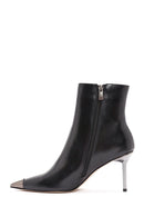 Women's Black Metal Detailed Thin High Heel Leather Boots | Derimod Women's Black Metal Detailed Thin High Heel Leather Boots | Derimod