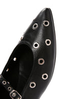 Women's Black Banded Leather Ballerinas | Derimod Women's Black Banded Leather Ballerinas | Derimod