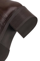 Woman Brown Zip Closure Thick-Heeled Leather Boots | Derimod Woman Brown Zip Closure Thick-Heeled Leather Boots | Derimod