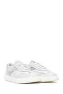 Woman White Lace-Up Chunky Sole Rhinestone Leather Sneaker | Derimod Woman White Lace-Up Chunky Sole Rhinestone Leather Sneaker | Derimod