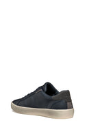 Geox Men's Navy Blue Affile Lace-Up Leather Sneaker | Derimod Geox Men's Navy Blue Affile Lace-Up Leather Sneaker | Derimod