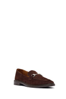 Woman Brown Buckled Suede Loafer | Derimod Woman Brown Buckled Suede Loafer | Derimod