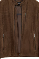 Ronaldo Male Tan Zip Closure Suede Jacket | Derimod Ronaldo Male Tan Zip Closure Suede Jacket | Derimod