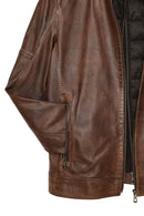 Mbappe Men's Brown Leather Jacket | Derimod Mbappe Men's Brown Leather Jacket | Derimod