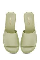 Women's Green Leather Slippers | Derimod Women's Green Leather Slippers | Derimod
