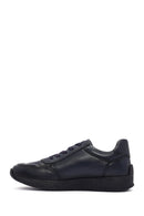 Men's Navy Blue Lace-Up Leather Sneaker | Derimod Men's Navy Blue Lace-Up Leather Sneaker | Derimod