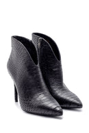 Kadın Deri Yılan Derisi Desenli Bootie | Derimod Kadın Deri Yılan Derisi Desenli Bootie | Derimod