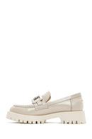 Women's Beige Leather Buckle Loafer | Derimod Women's Beige Leather Buckle Loafer | Derimod