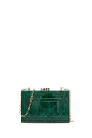 Women's Green Long Chain Strap Mini Box Clutch Bag | Derimod Women's Green Long Chain Strap Mini Box Clutch Bag | Derimod