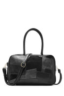 Kadın Siyah Uzun Askılı Desenli Kol Çantası | Derimod Kadın Siyah Uzun Askılı Desenli Kol Çantası | Derimod