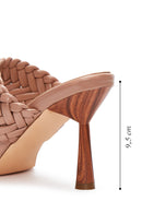 Women's Beige Knitted Heeled Slippers | Derimod Women's Beige Knitted Heeled Slippers | Derimod