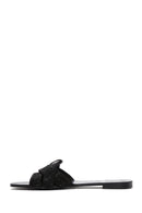 Women's Black Stone Slippers | Derimod Women's Black Stone Slippers | Derimod