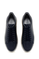 Erkek Lacivert Kalın Tabanlı Bağcıklı Deri Sneaker | Derimod Erkek Lacivert Kalın Tabanlı Bağcıklı Deri Sneaker | Derimod